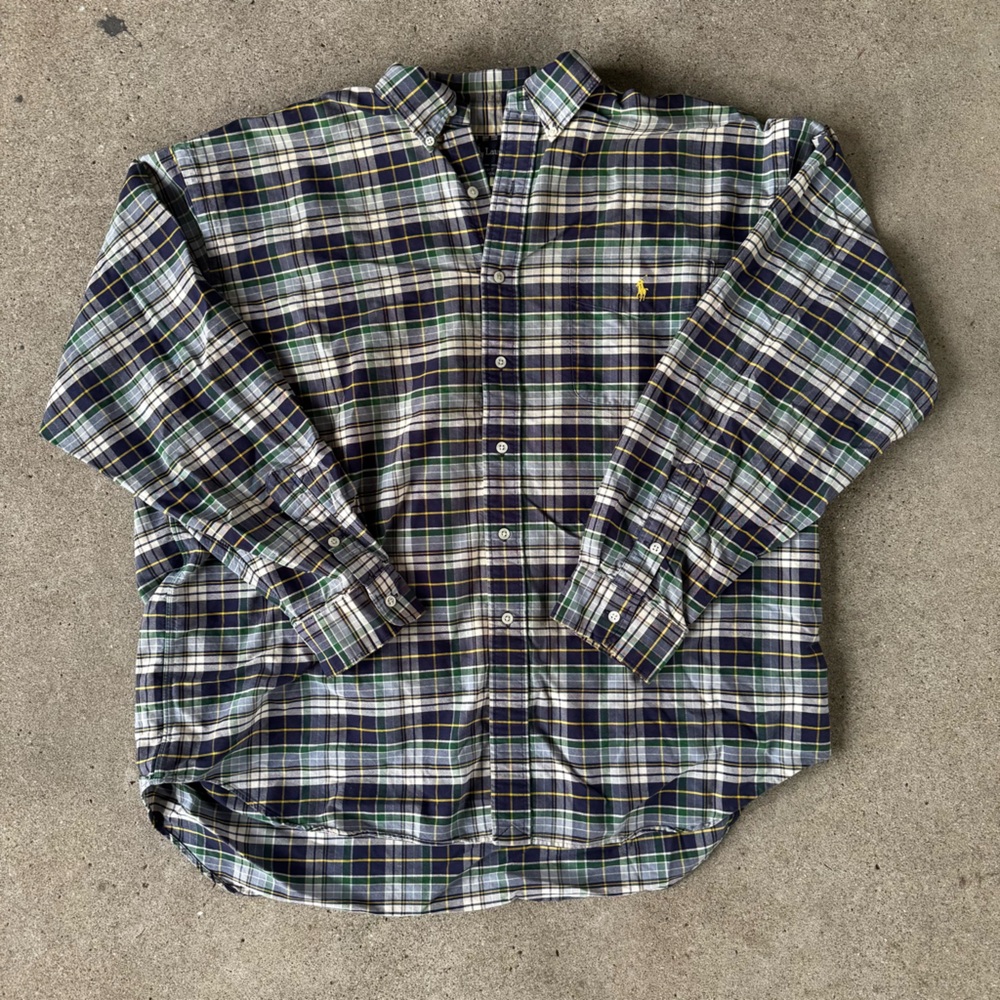Ralph Lauren Green and Blue Plaid Shirt